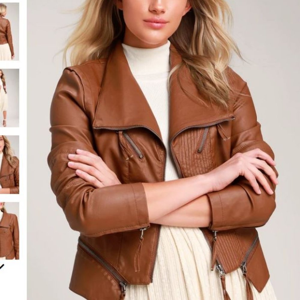 Lulus Camel Vegan Leather Jacket
